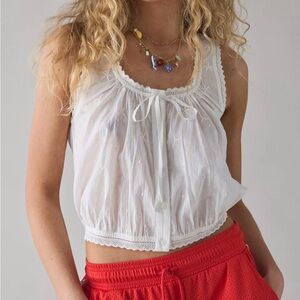 Kimchi Blue Clover Lace-Trim Cropped Tank Top